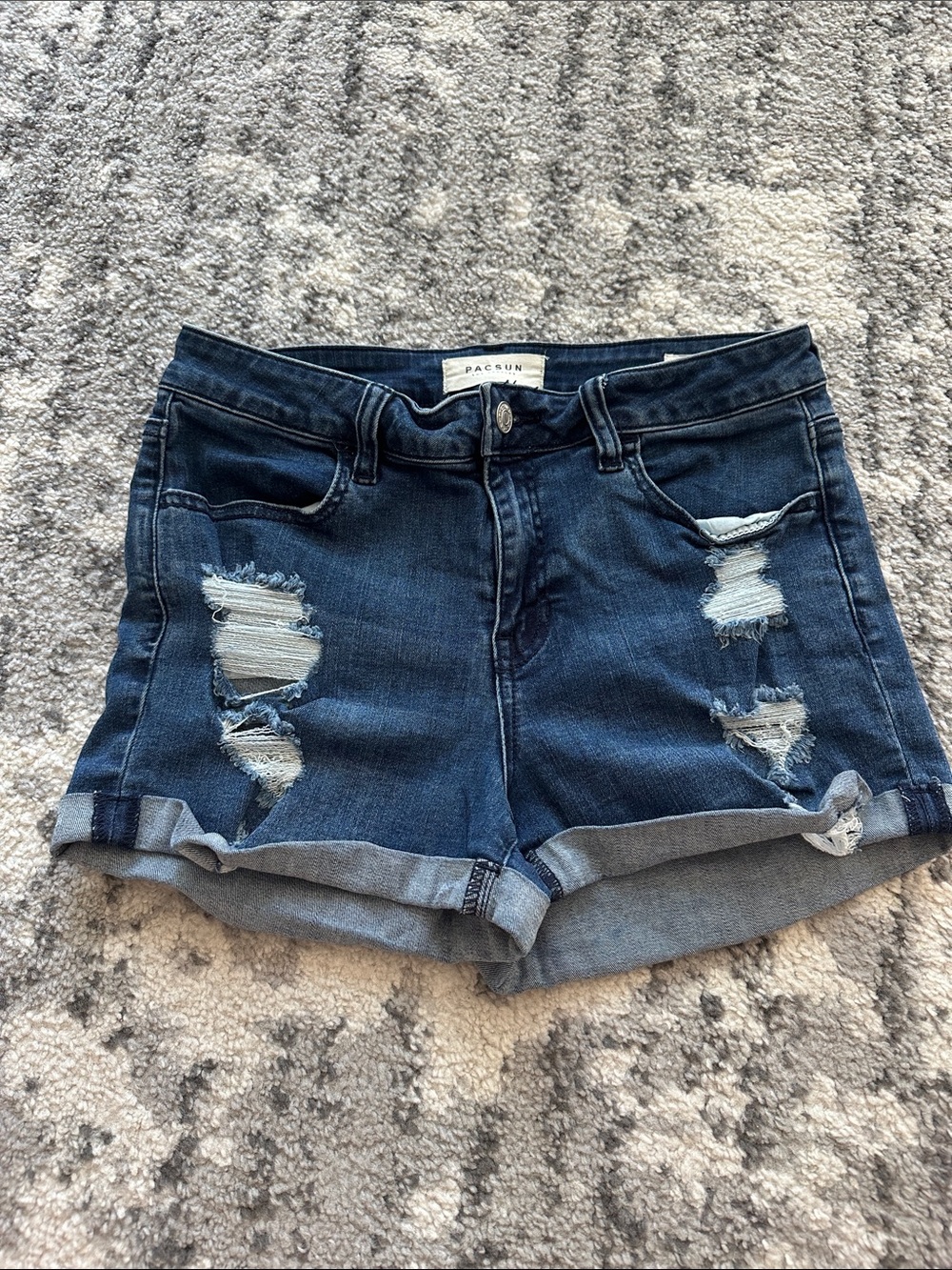 PacSun Super Stretch Shortie Denim Shorts Size 28 Distressed
